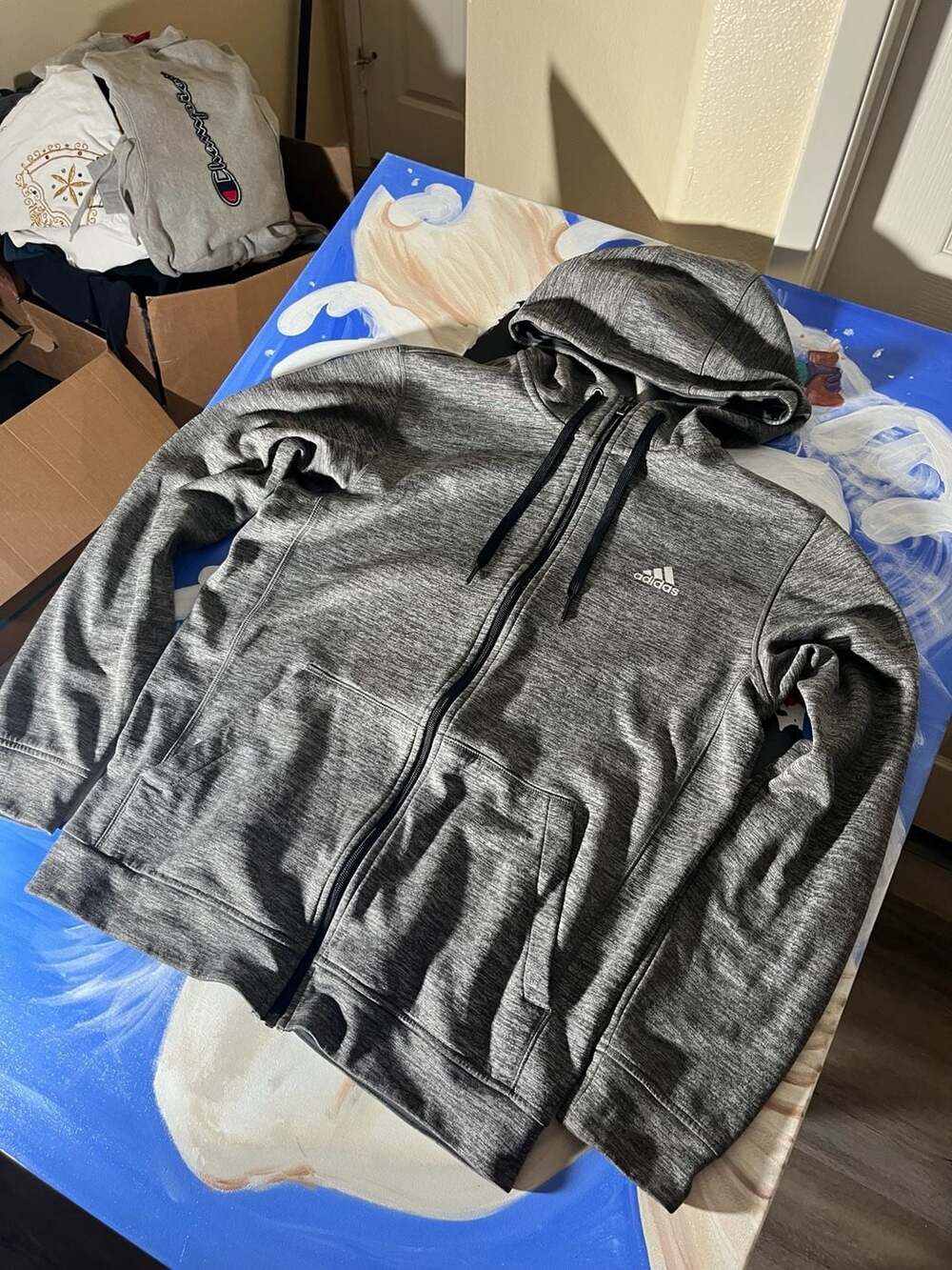 Adidas Climawarm Full Zip Hoodie Gray Men's Size Medium